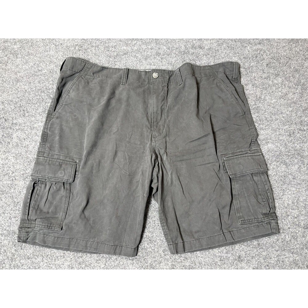 Eddie Bauer Cargo Shorts Mens 46 Gray Legendwash Canvas 10" Inseam Casual